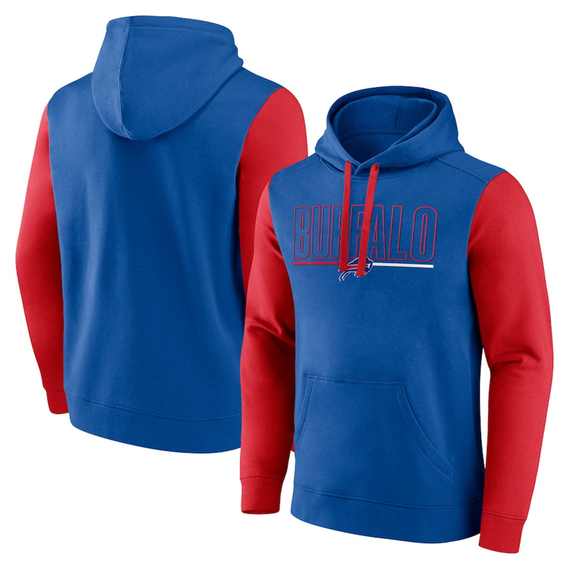 Men's Buffalo Bills Royal/Red Outline Pullover Hoodie